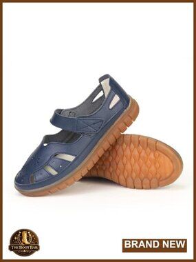 Genuine Leather Closed Toe Fisherman Sandals Flat Work Walking Shoes